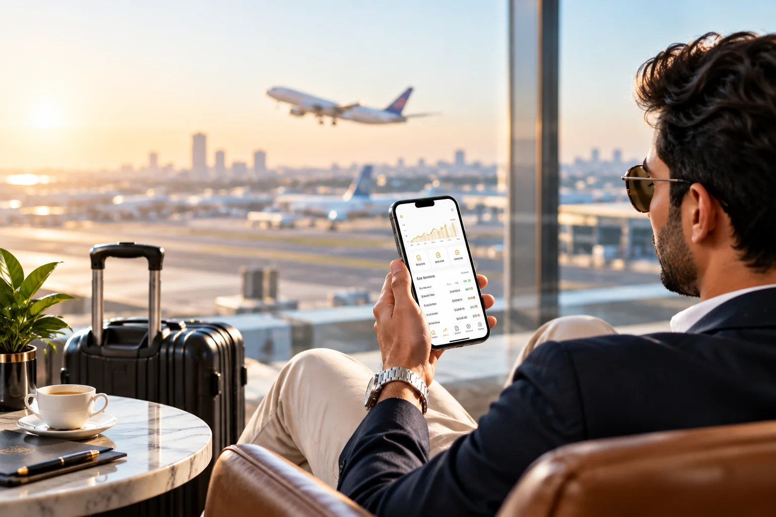 Aurown mobile app at an airport