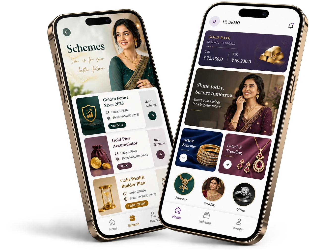 Manage Jewellery Schemes Mobile App UI